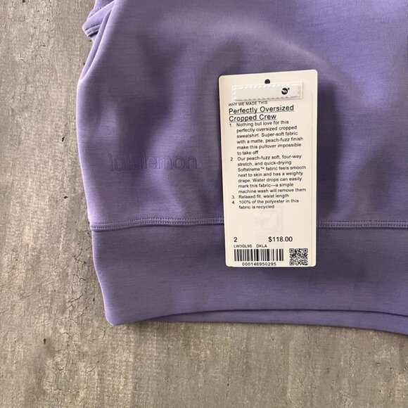 Lululemon Perfectly Oversized Cropped Crew Sweatshirt SoftStreme Charged Indigo2 - Picture 3 of 3
